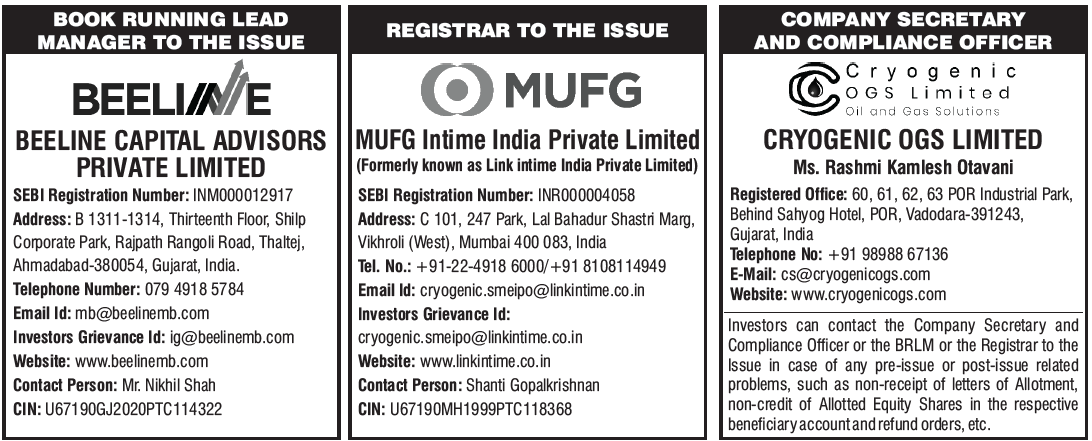 Lead Manager and Registrar of Cryogenic OGS IPO 2025